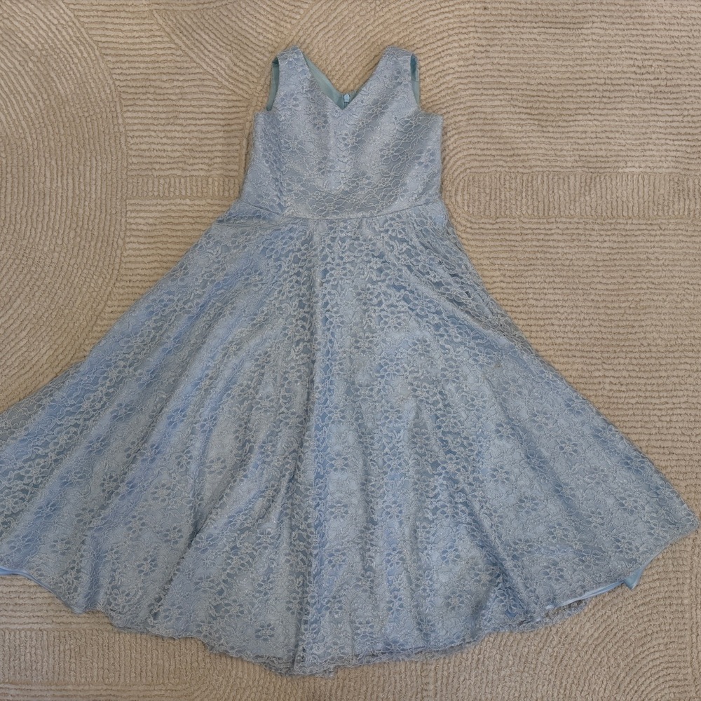 Elegant Blue Lace Kids Dress 8-10 years